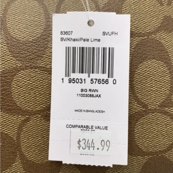 COACH  (83607) Rowan Khaki/Pale Lime Signature Medium Satchel Crossbody Handbag - Picture 16 of 16